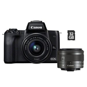 Foto principale Kit Fotocamera Mirrorless Canon EOS M50 Black + Obiettivo EF-M 15-45mm IS STM + Memoria da 32GB – Prodotto in Italiano