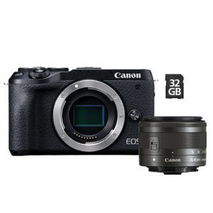 Foto principale Kit Fotocamera Mirrorless Canon EOS M6 Mark II + Obiettivo 15-45mm + Memoria da 32GB – Prodotto in Italiano